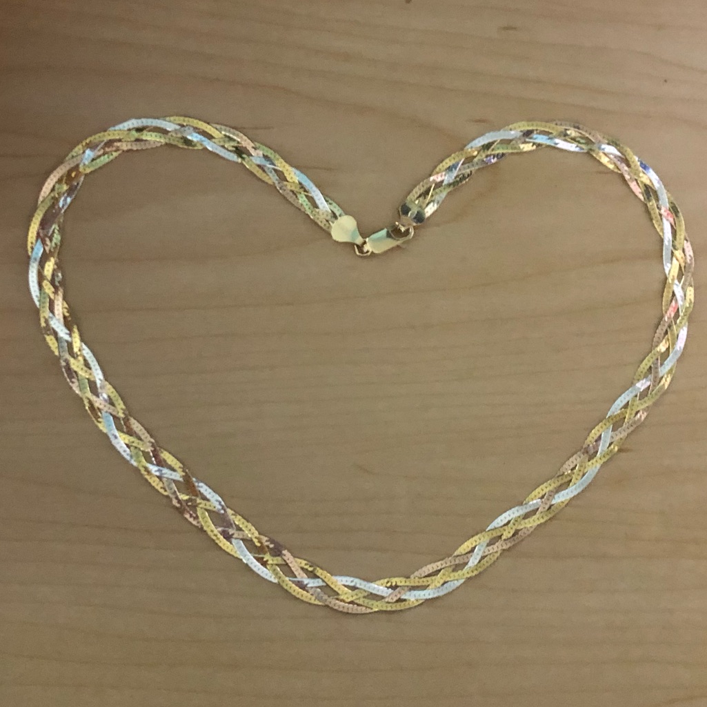 925 Silver Necklace 3 Color Gold Plated 8mm Wide